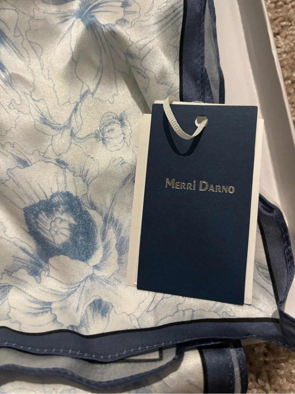 Merri Darnó Blue Floral Silk Scarf